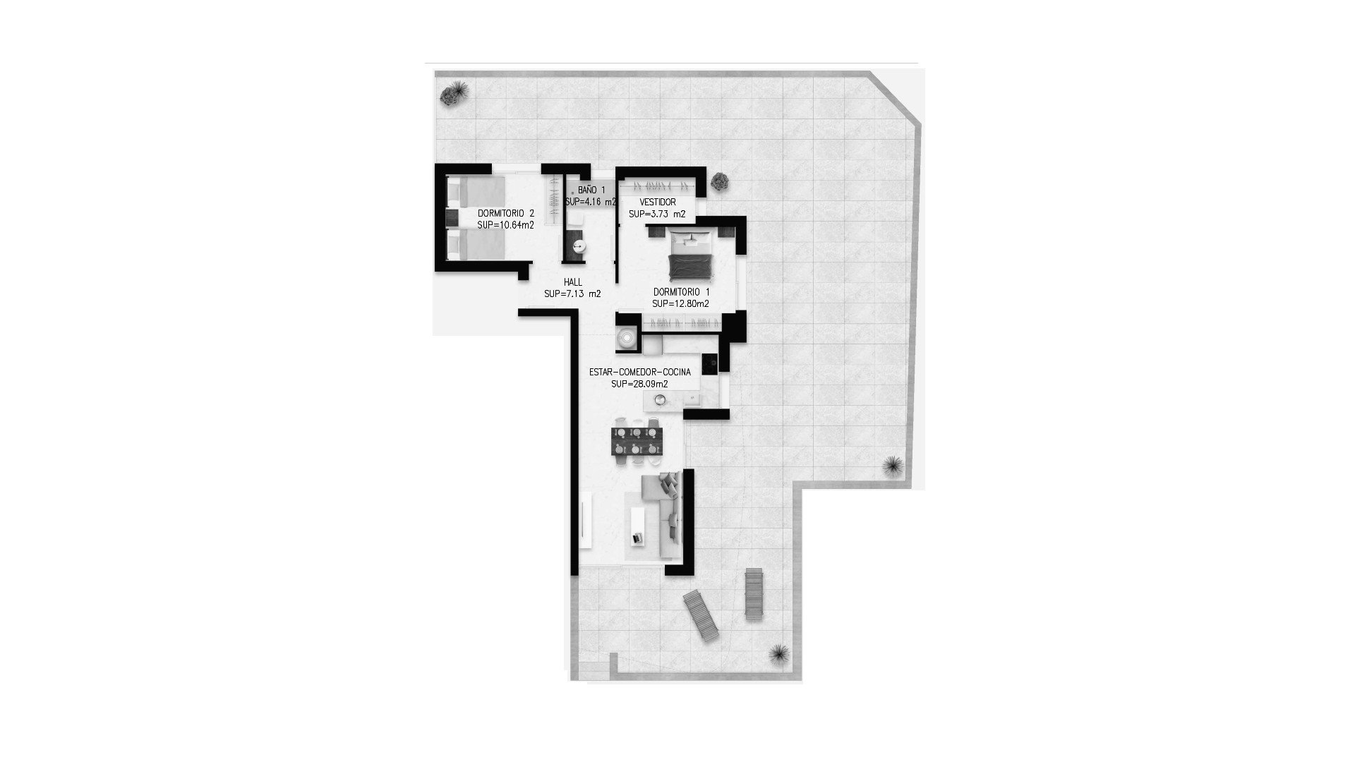 Apartment floor plan, 2 bedrooms in VIVA LIFE BEACH No. 5