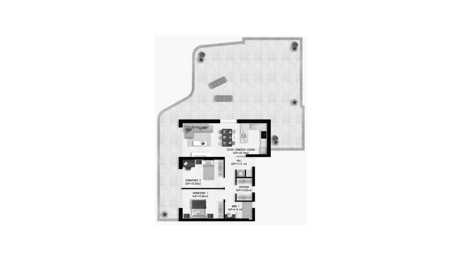 Apartment floor plan, 2 bedrooms in VIVA LIFE BEACH No. 6